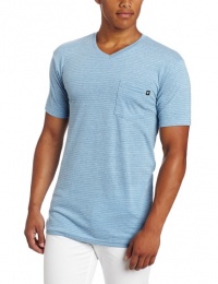 Billabong Young Men's Tonal Stripe V-Neck Short Sleeve Tee, Light Royal Heather, Medium