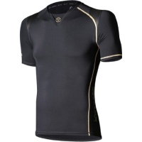 Virus Au7X Energy Bio Ceramic Form Compression V-Neck Men's Short-Sleeve Outdoor Shirt - Black / Medium