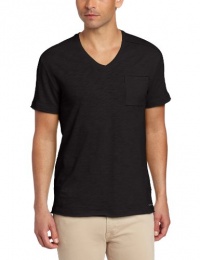 Calvin Klein Jeans Men's Pieced Short Sleeve V-Neck, Black, Large