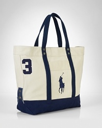 A sporty reincarnation of the iconic polo shirt, this twill cotton tote is adorned with an applied 3 and Ralph Lauren's Big Pony.