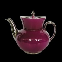 Haviland Laque de Chine Platinum Aubergene Tea Pot Large 44 oz.