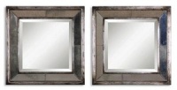 Davion Square Mirror Set in Antiqued Silver Leaf