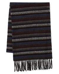 This polished scarf adds distinction to your attire with a horizontal stripe pattern that's punctuated by just the right amount of color. A cold weather essential from The Men's Store at Bloomingdale's.