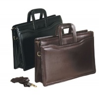 Single-gusset Leather Portfolio-Burg