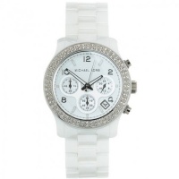 Michael Kors Women's White Ceramic Link Bracelet Quartz Chronograph Crystal MK5188