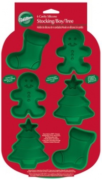 Wilton 6 Cavity Silicone Stocking, Boy and Tree Mold Pan