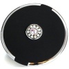 Soft Black Jeweled 10X/1X Compact Mirror with Clear Crystals