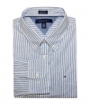 Tommy Hilfiger Men Custom Fit Long Sleeve Striped Logo Shirt