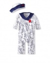 Little Me Baby-girls Newborn Rose Dot Coverall And Hat, Blue, 3 Months