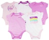 DKNY Baby-Girlls 0-9M 5-Pack Pink Short Sleeve Summer Heart Bodysuits