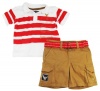 Company 81 Toddler Boys 2-7 Red Jersey Polo Shirt With Solid Belted Shorts