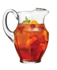 A classic choice for entertaining, this large Column pitcher features long, faceted cuts in clear glass from The Cellar. Fill with water, sangria or iced tea.