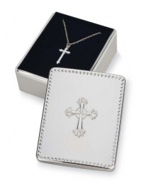 Reed & Barton Silver Plated Abbey Box with Cross Necklace