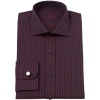 Savile Row Mens Dark Burgundy Pin Stripe Fitted Formal Dress Shirt Single Cuff