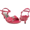 Girls' Evening High Heel Dress Sandals w/ Rhinestone Strappy and Flower Leaf FUCHSIA , 13