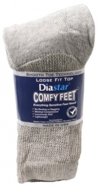 Diastar Comfy Feet Diabetic Socks, Grey, 13-15,  3 pack