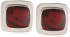 Sterling Silver Red Jasper Inlay Square Clip-On Earrings