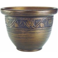 Planters Pride ZEA12001P54 12-Inch Celtic Bronze Glaze Resin Pottery Planter