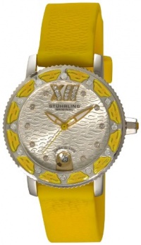 Stuhrling Original Women's 225R.1116G2 Nautical Regatta Marina Sport Swiss Quartz Swarovski Yellow Rubber Strap Watch