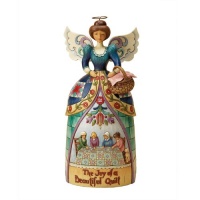 Jim Shore Heartwood Creek Angel with Quilting Scene Figurine 10-Inch