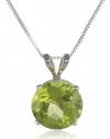 10k Gold Round Gemstone Pendant Necklace (8mm)