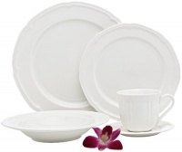 Melange French Classic Premium Porcelain 20-Piece Place Setting, Ivory, Serving for 4