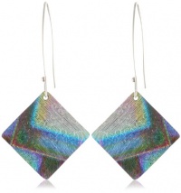 Sterling Silver Dichroic Glass Multi-Color Diamond-Shaped Pattern Earrings