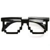 Pixelated 8-Bit Clear Lens Computer Nerd Geek Gamer Glasses (With Free Microfiber Pouch)