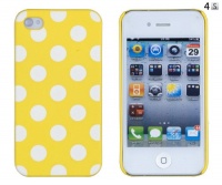 Yellow Polka Dot Embossed Hard Case for Apple iPhone 4, 4S (AT&T, Verizon, Sprint) - Includes 24/7 Cases Microfiber Cleaning Cloth