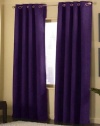 4pcs Grommet Top Solid Purple Micro Suede Window Curtain Panel Set with White Privacy Lining