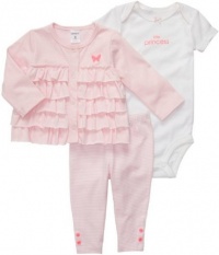 Carter's 3-Piece Ruffle Cardigan Set - Light Pink Stripe-18 Months