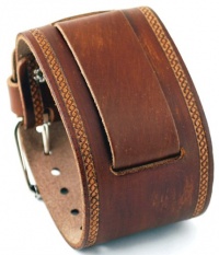 Nemesis #IN-BS Wide Brown Leather Cuff Wrist Watch Band