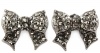 Gorgeous Boutique Quality Crystal Pavé Ribbon Bow Stud Earrings - Dark Rhodium Plating