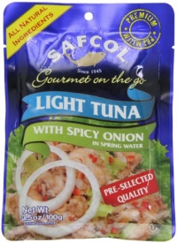 SAFCOL Gourmet on the Go Chunk Light Tuna with Spicy Onion in Spring Water, 3.5-Ounce Pouches (Pack of 12)