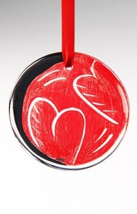 Kosta Boda Christmas Apple Hearts Ornament