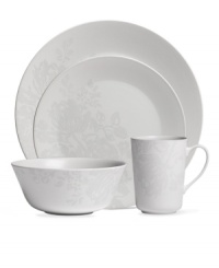 Designer Monique Lhuillier takes a dressed-down approach to setting the table with the Bliss place setting. Resilient Waterford dinnerware is made for every day, shaped for modern decor and draped with romantic florals in a serene gray hue.