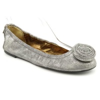 Ellen Tracy Fiona Ballet Flats Shoes Silver Womens