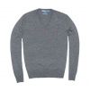 Polo Ralph Lauren Men Custom Fit Wool V-neck Sweater (XL, Dark grey)