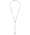 G by GUESS Men's Silver-Tone Rosary Chain Necklace with C, SILVER