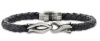 J.Goodman Sterling Silver Black Braided Leather Bracelet 8 1/2