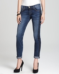 Lace tuxedo stripes gives these Current/Elliott skinny jeans dressed-up style.