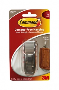 Command Modern Reflection Medium Metal Hook, Brushed Nickel