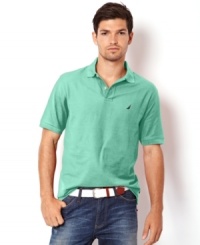 Add some polish to your casual look with this bright preppy polo shirt from Nautica.