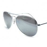 Aviator Sunglasses Silver Frame Mirror Lens