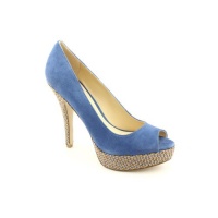 Enzo Angiolini Sully Womens Size 9 Blue Peep Toe Regular Suede Platforms Shoes