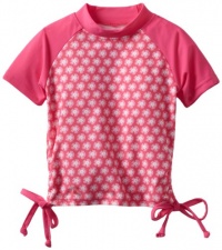 i play. Baby-girls Infant Short Sleeve Tie Rashguard Shirt, Hot Pink Geo Aster, 24 Months