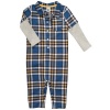 Carter's Infant Long Sleeve Flannel One Piece Coverall - Blue Plaid-12 Months