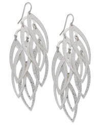 Autumn-inspired earrings, by Style&co. This drop design shimmers and shakes with leaf pendants with textured detail. Crafted in silver tone mixed metal. Approximate drop: 3-1/2 inches.