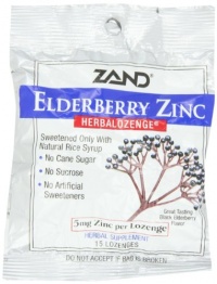 Zand Herbalozenge, Sweet Elderberry Zinc, 15 Count (Pack of 3)