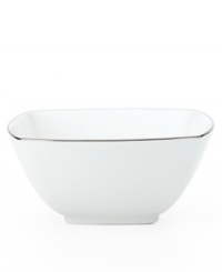 With lightweight construction in fine bone china, a softly squared design and platinum edging, the Mikasa Couture Platinum 5 fruit bowl (shown right) offers a new take on sophisticated modern dining.